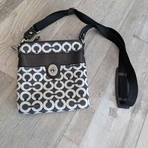 Coach Black and White Signature Crossbody Bag